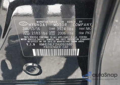 2017 Hyundai Elantra Se z USA, uszkodzony, nr VIN KMHD74LF2HU092880